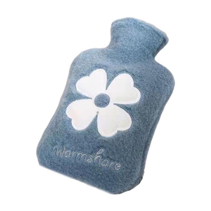 Бутылка для горячей воды с мягким чехлом и узором в виде клевера, симпатичная теплая сумка для воды, сохраняющая тепло зимой, портативная грелка для рук