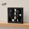 Artistic Face Decor 3D Printed Double Sculpture Modern Abstract Side Ornament Matte Black Human Statue for Desk Decoration