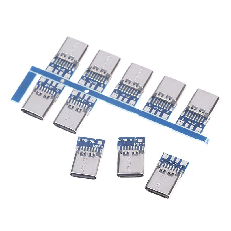 10Pcs Usb 3.1 Type C Connector 14 Pin Female Socket Receptacle Through Holes