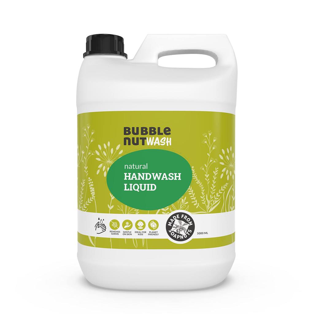 BubbleNut Wash - Жидкое средство для мытья рук, натуральное, органическое и травяное, без парабенов и сульфатов (SLS), сменный блок (5 литров), Гипоаллергенный, Чувствительный