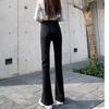Весенне-летние эластичные джинсовые брюки с высокой талией, тонкие утягивающие прямые женские повседневные джинсовые брюки с разрезом, микро-прямые