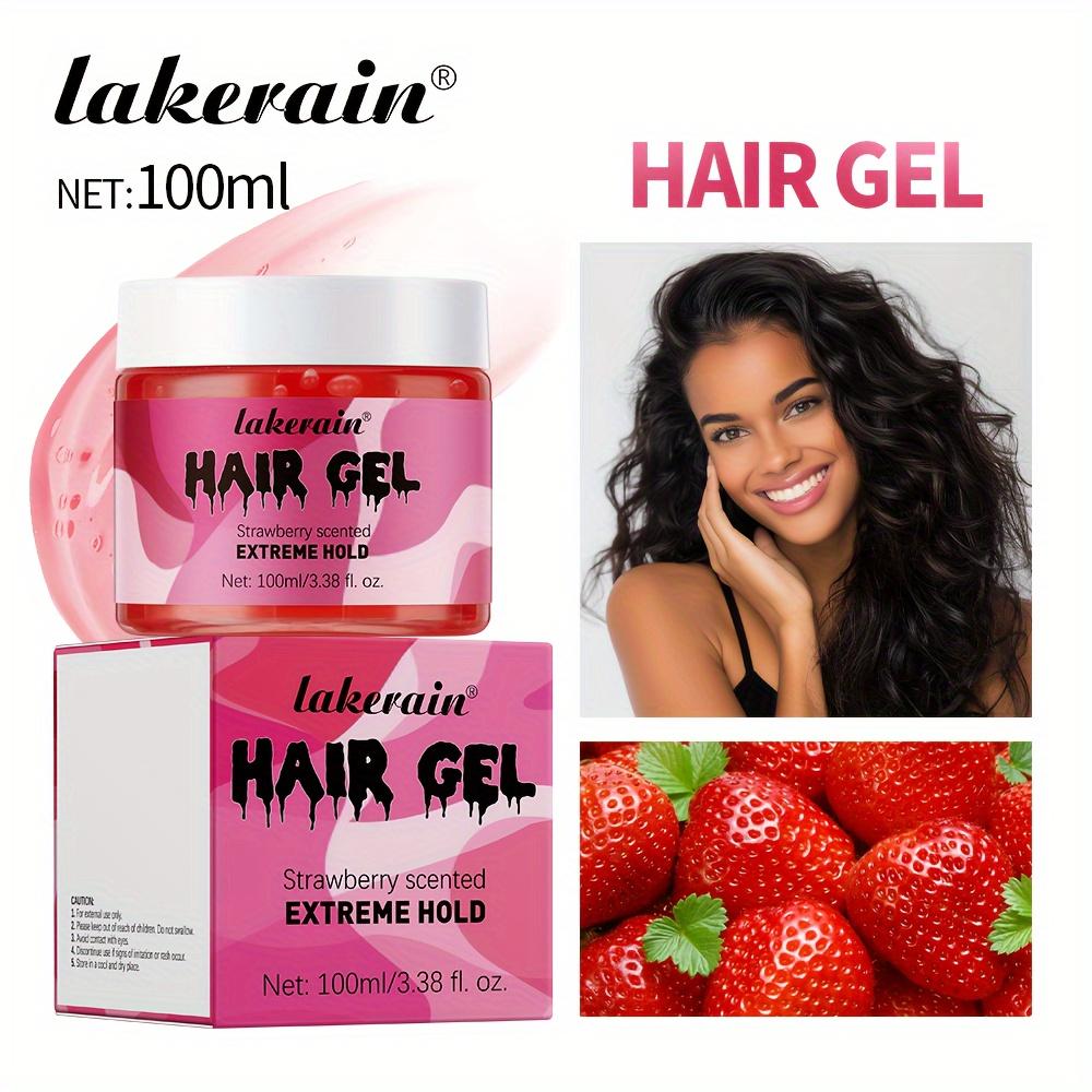 Hair Gel, Strawberry Scented, Extreme Hold, Extra Hold, All Hair Types, Styling Gel Great for Braiding, Twisting & Smooth Edges, 100ml/3.38fl.oz