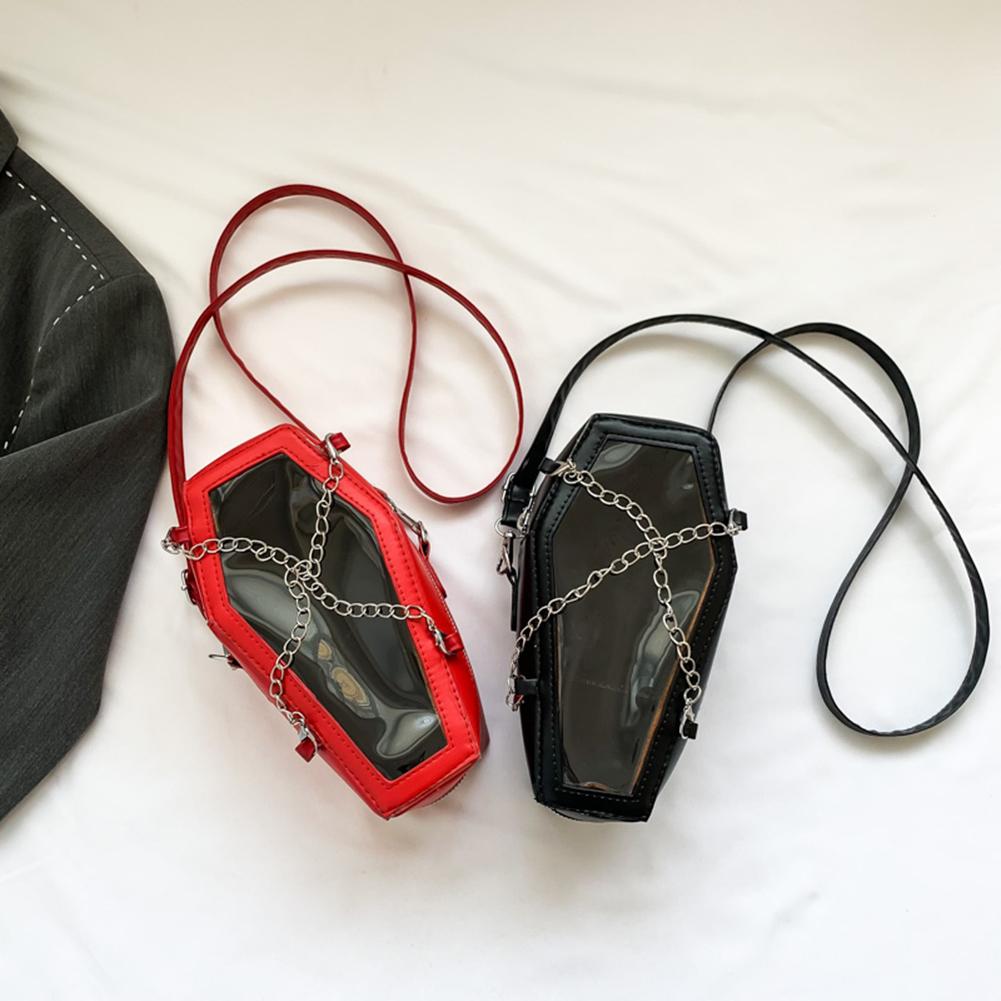 Женская сумка через плечо в форме гроба из ПВХ и ПУ, сумка на плечо, готическая сумка-тоут, прозрачная сумка для офиса, путешествий, косметики, косметички