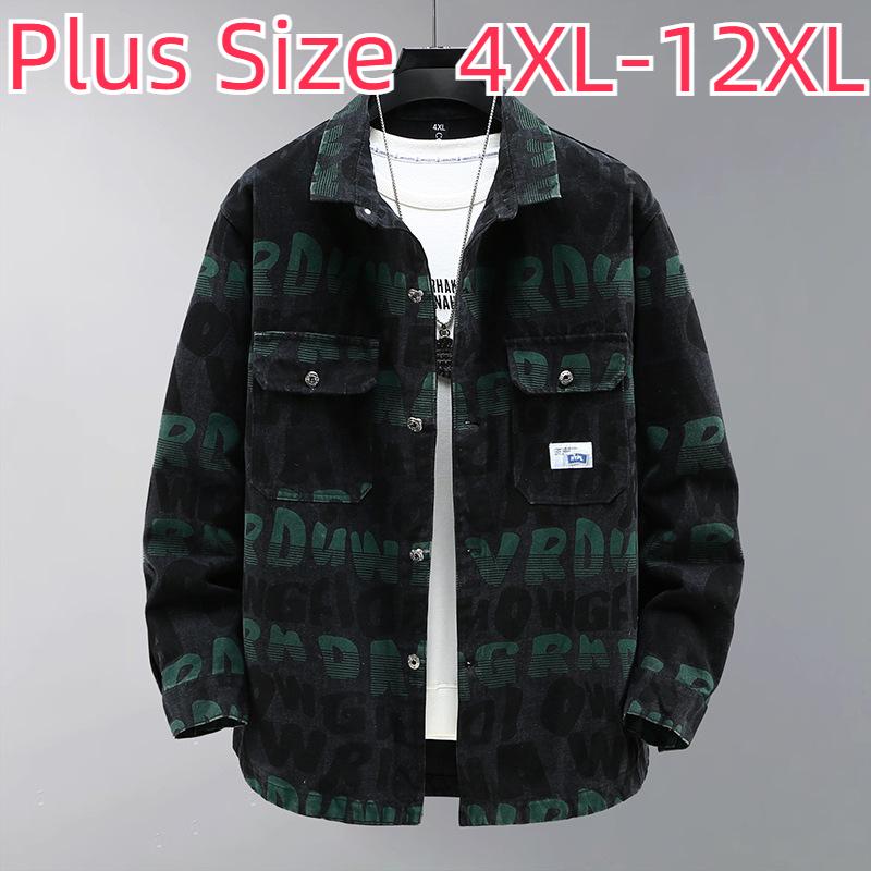 Осенняя мужская джинсовая куртка больших размеров, свободная молодежная толстая куртка в стиле хип-хоп 4XL-12XL
