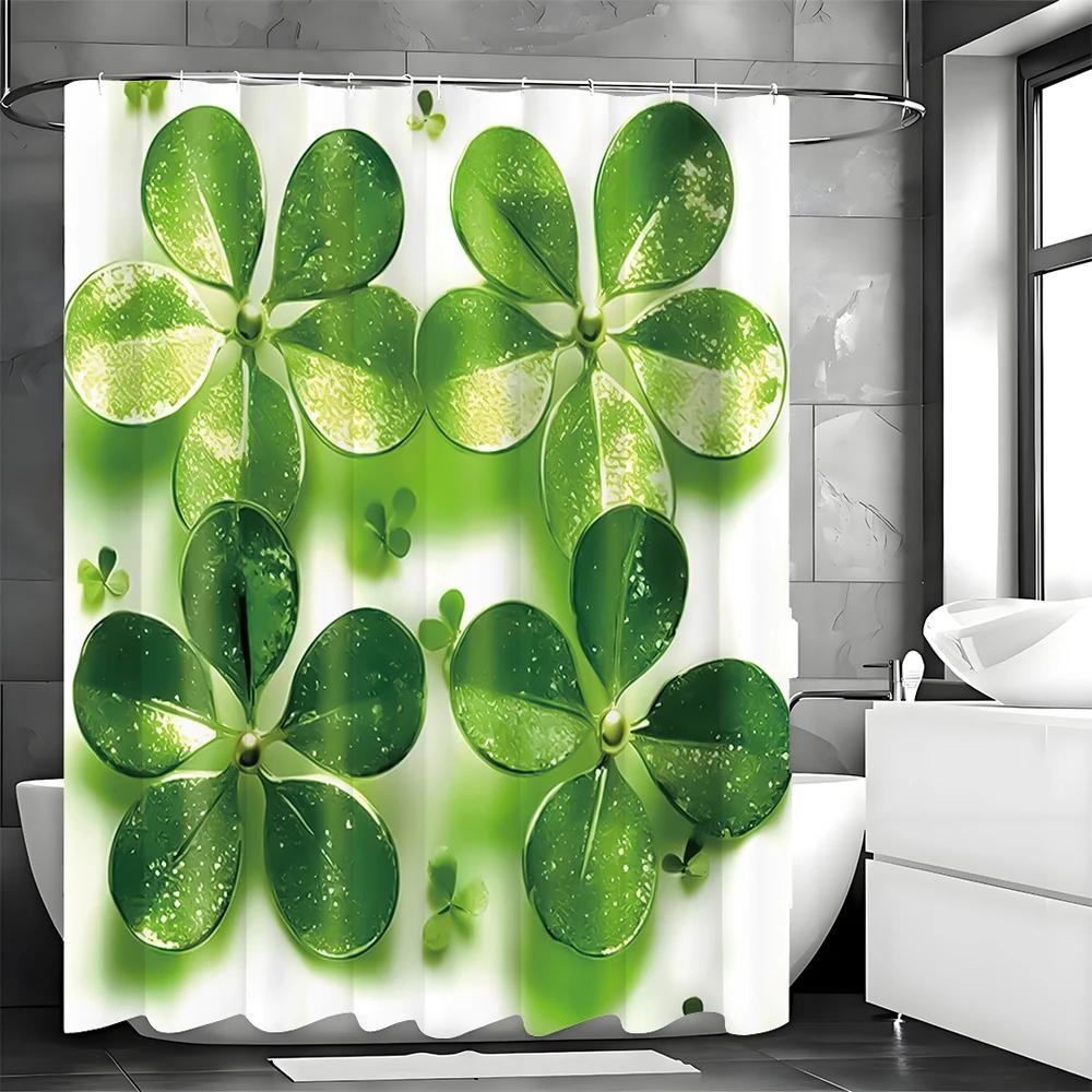 Занавеска для душа Lucky Five Leaf Leaf, Декоративная занавеска для душа для ванной комнаты, Водонепроницаемая занавеска для душа с крючками