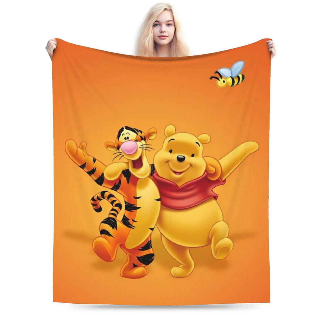 Pooh and Friends Blankets Flannel Summer Air Conditioning Winnie The Pooh Breathable Soft Throw Blankets Sofa Travel Rug Piece