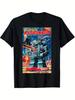 Retro Pattern Super Astronaut Robot Retro Japanese Toy T-Shirt Casual Round Neck Geometric Pattern Short Sleeve