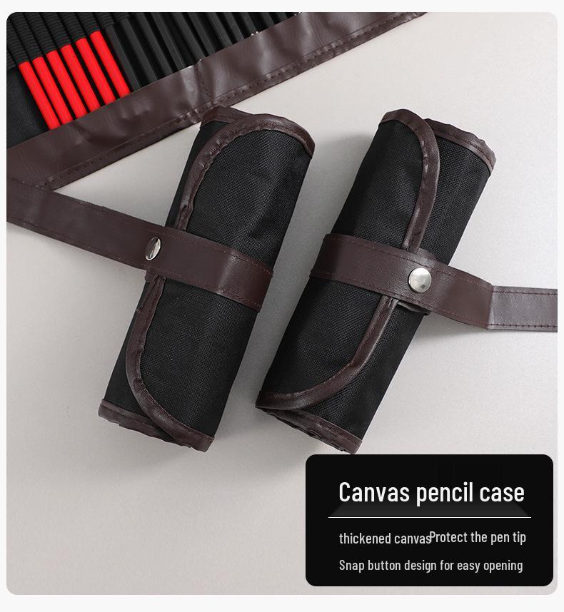 39-Piece Beginner Sketching Set: Charcoal Pencils, Eraser, Paintbrushes & Pencil Roll-up Case