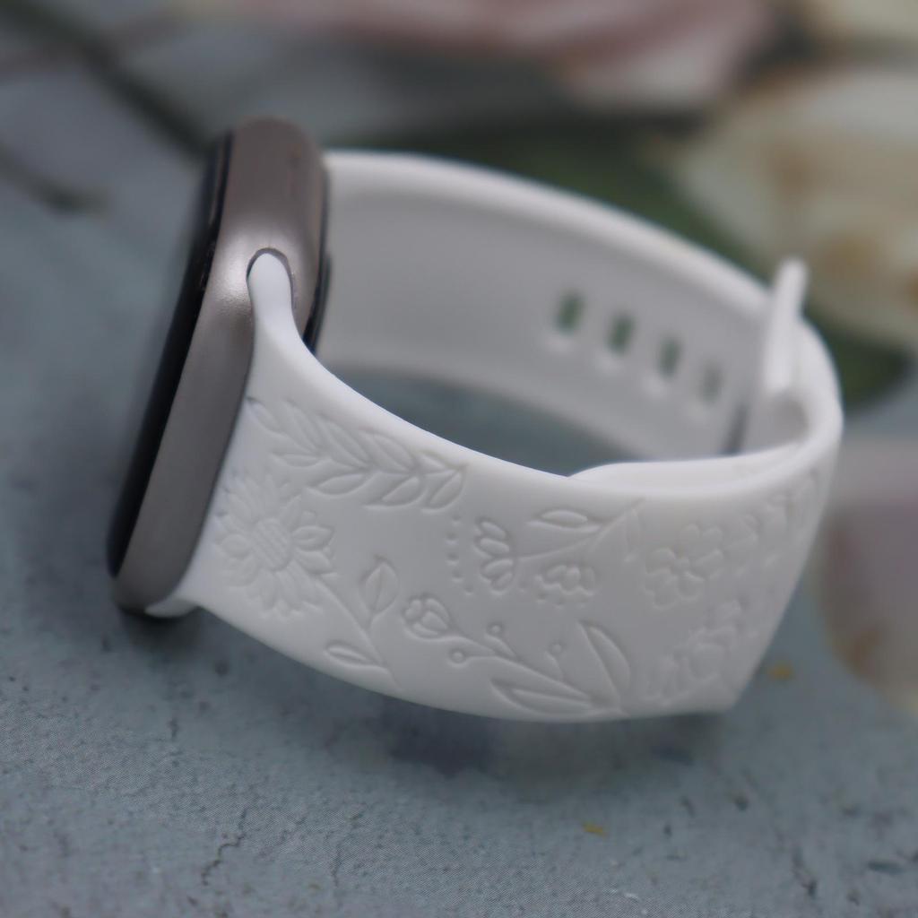 Совместимый силиконовый ремешок для Apple Watch S10: Регулируемый, Модный тисненый ремешок