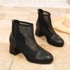 2026 Spring/Summer Women's Breathable Mesh Chunky Heel Ankle Boots - Comfortable & Fashionable Soft Sole Shoes