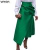 Elegant Women Back Zip-up Waist Wrap Ruffled Irregular Casual Thin Skirts