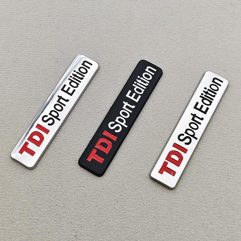 YKPSC1 3D Metal Red TDI Sport Edition Logo Turbo Car Letter Sticker Emblem Chrome Badge Decals For VW Polo Golf TT JETTA GTI Touareg