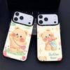 Luxury Butter Bread Bear Phone Case For iPhone17, 16,15,14,13,12 Pro Max Black Candy Matte Shockproof Cover