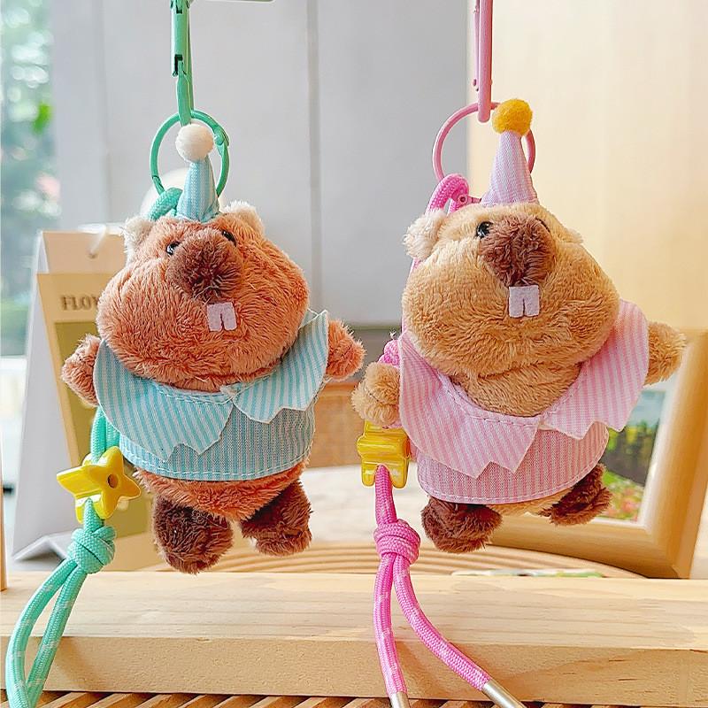 Clothes Wearing Groundhog Hats Cartoon Plush Keychain Daily Use Pendant Gifts