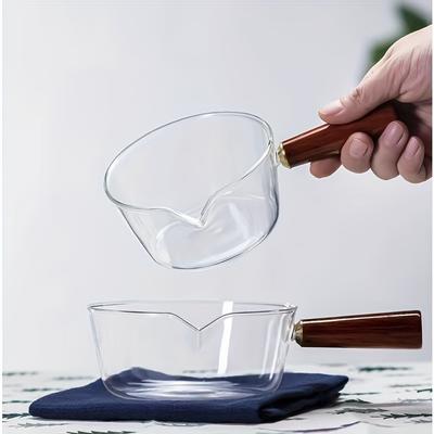 Многофункциональные стеклянные кастрюли для готовки Кастрюля для молока и лапши быстрого приготовления Суповые кастрюли Деревянная ручка Нагрев на открытом огне Кухонная посуда Глиняный горшок
