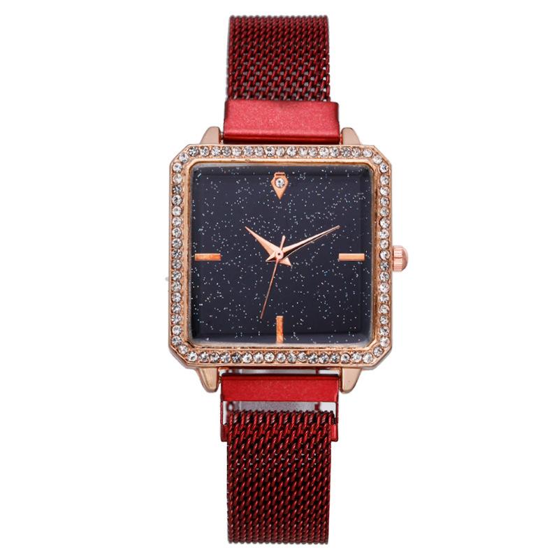 Квадратные звездное небо женские часы женские часы кварцевые часы поглощающие железо магнитные модели женские часы обработка магнита настройка