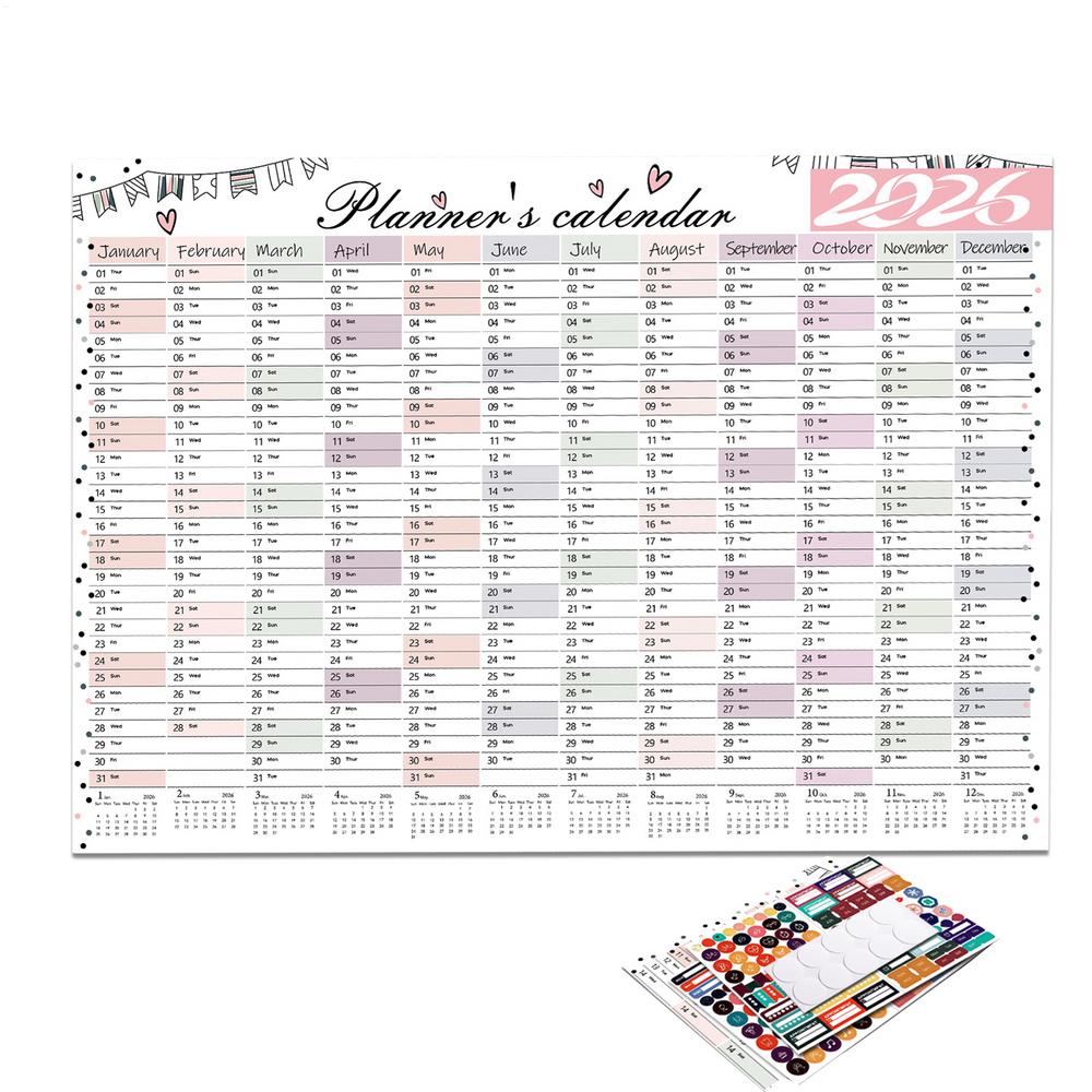 2026 новый год Настенный календарь Ежемесячный планировщик Настенный календарь Многоразовый Органайзер для планирования для работы учебы семьи детей общежития стол