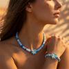 Bohemian Pink Rice Bead Polymer Clay Big Flower Pendant Necklace And Earrings Set Delicate Jewelry Gift For Women