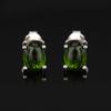 925 Sterling Silver Rhodium Earrings Chrome Diopside Cabochon Oval 7x5mm Push Post Elegant Women Jewelry
