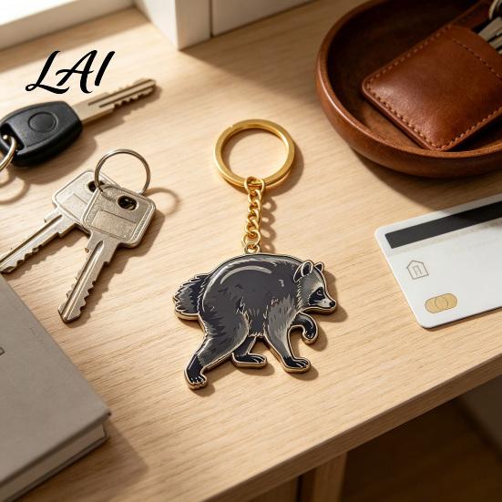 Decorative Key Ring 1/2/3Pcs Raccoon Keychain for Backpacks Golden Plated Car Ring Animal Shaped Charm Pendant Gift Lovers Keyring Pendant