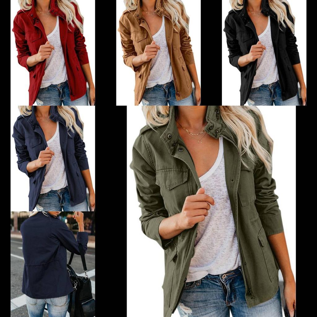 Streetwear Ladies Jacket With Cotton Blend Fabric And Multiple Pockets For Fall Spring Casual Wear