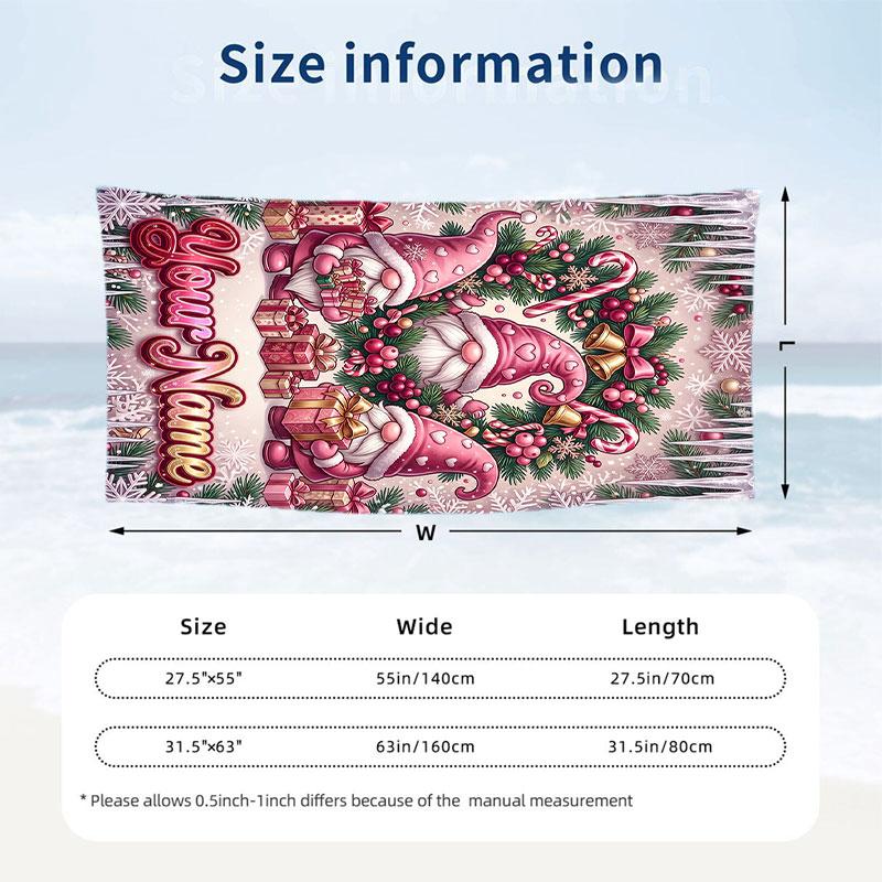Christmas Theme Beach Towel Personalized Custom Name & Text Soft Quick Dry Beach Towel for Swimming Travel