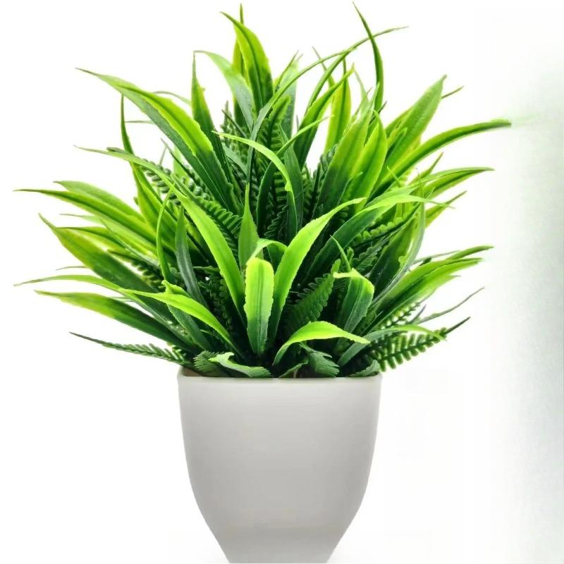 1PC Artificial Plant with Plastic Pot for Home Office Desk Living Room Bedroom Decor Fake Greenery No Maintenance Required