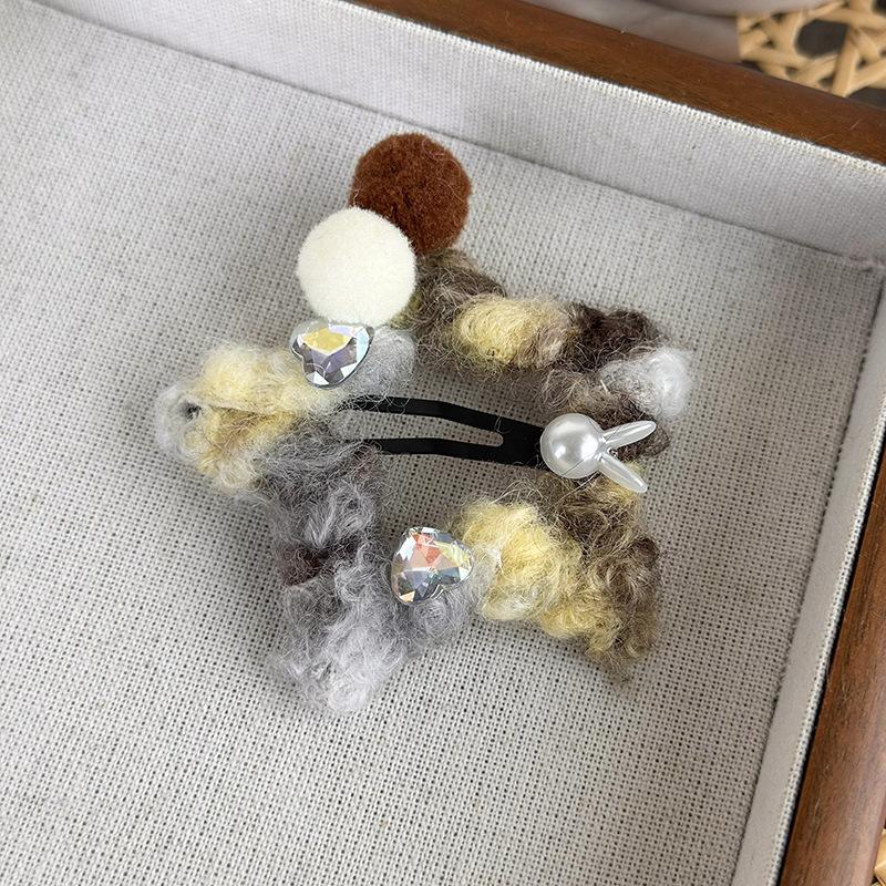 Осенне-зимняя запеленованная шерстяная заколка для волос со звездой Пентагона, галстук Мори, маленький кролик, шарик, шарик, сломанная шпилька для девочек, аксессуары для волос