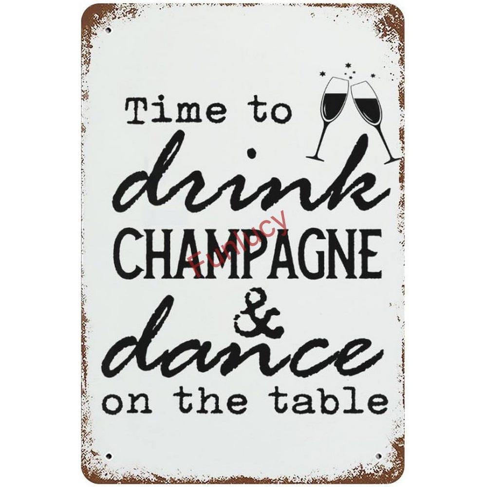 Silver Palate Champagne Vintage Retro Metal Tin Signs Vintage Wall Decor Metal Plaque Poster For Home Club Bar Pub Tavern Coffee