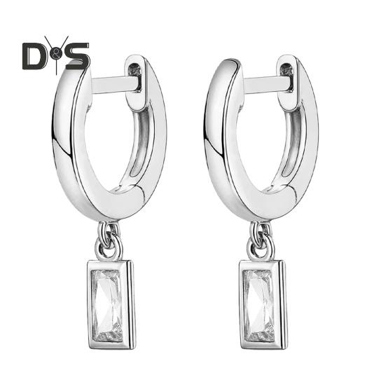 1 Pair Drop Earrings Geometric Cubic Zirconia Polished Metal Lightweight Huggie Earrings Smooth Surface Earrings for Daily Wear Party Dating