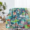 Custom Name Animals Theme Printed Blanket - Perfect for Couch, Bed, Travel & Outdoor Use | Machine Washable, Cozy & Durable.