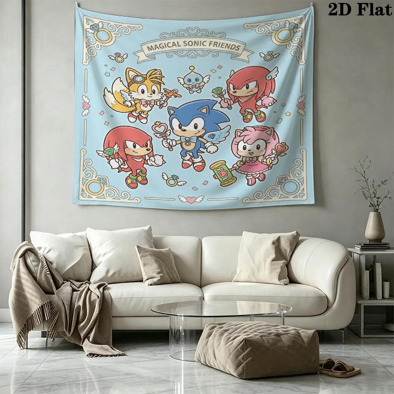 Sonic Hedgehog Wall Tapestry Aesthetic Wall Hanging Printed Fabric Blanket Decorative Tapestries For Bedroom Living Room Home Decor