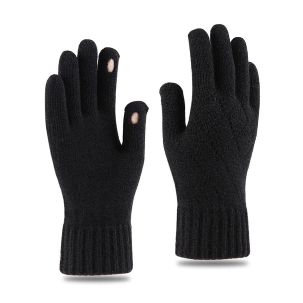 Шерстяные вязаные перчатки с полными пальцами, ветрозащитные флисовые перчатки, модные перчатки для велоспорта и вождения для зимы