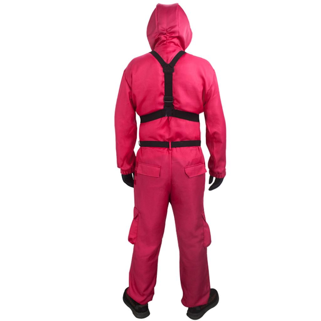 Adult Long Sleeved Solid Color Red Jumpsuit Cosplay Clothing