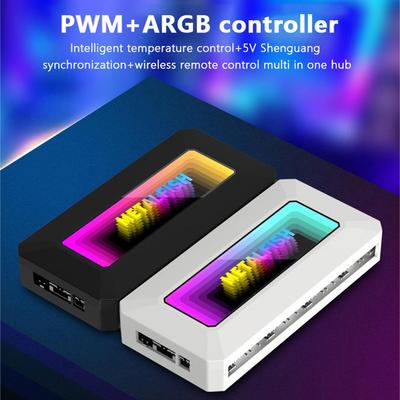 Разветвитель-хаб ARGB вентиляторов «все в одном» с 4-контактным PWM для охлаждения компьютера, синхронизация радиатора ЦП, светодиодная лента 5 В 3 контакта, пульт дистанционного управления