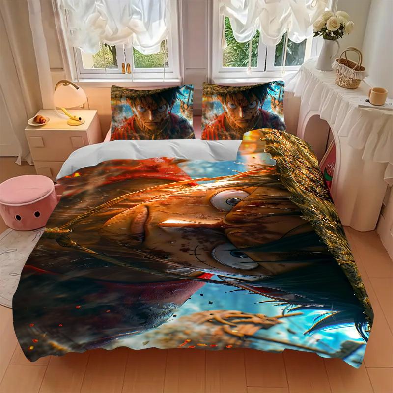 3Pcs One Piece Adventure Bedding Set Soft Fabric Duvet Cover Pillowcases Home Xmas Halloween Gift 1 Duvet Cover 2 Pillowcase S1588