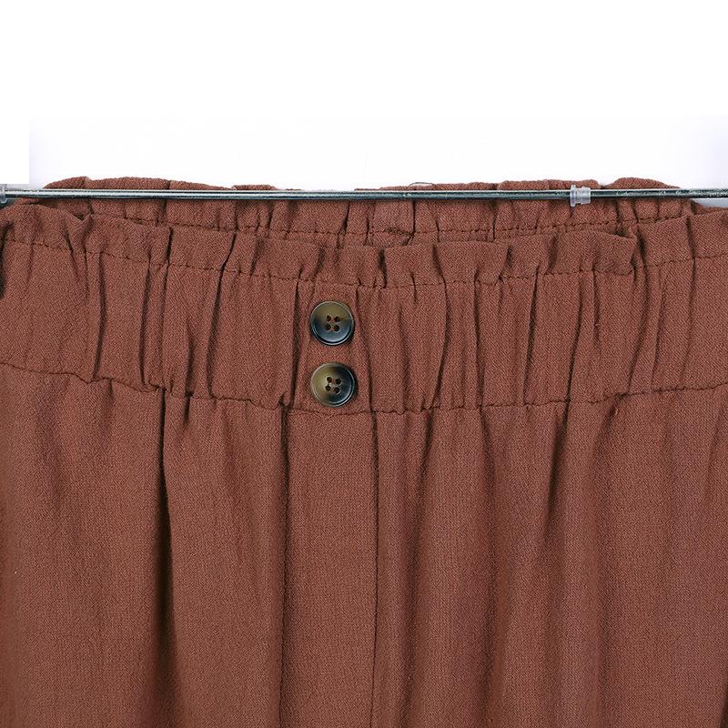 Новые женские брюки с высокой талией и эластичным поясом в виде листьев лотоса, из хлопка и пеньки, повседневные брюки