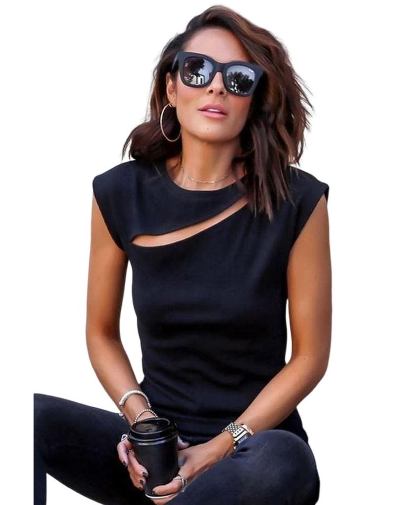 Azura Exchange Футболка с вырезом на косой кромке и рукавами-крылышками