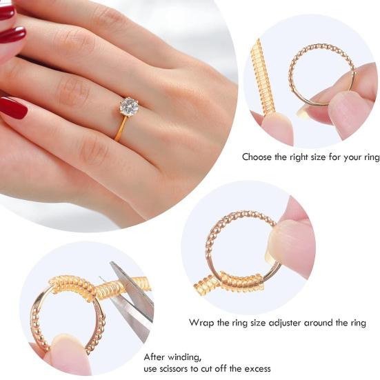 Yousheng 17 Pcs Ring Size Adjusters Loose Rings Invisible Ring Size Reducer Spacer Ring Resizer Plug-in Silicone Spirals Tightener Set with Polish