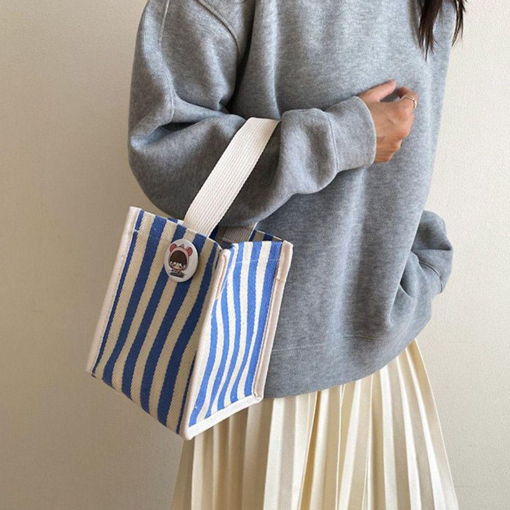 Striped Messenger Bag Cartoon Lunch Bag Fashion Hand Bags  Picnic