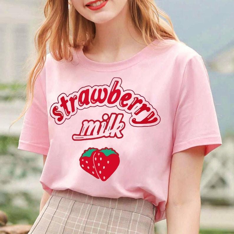 Strawberry Milk shirt Vaporwave Kawaii shirt Harajuku Anime Japan Unisex Tee