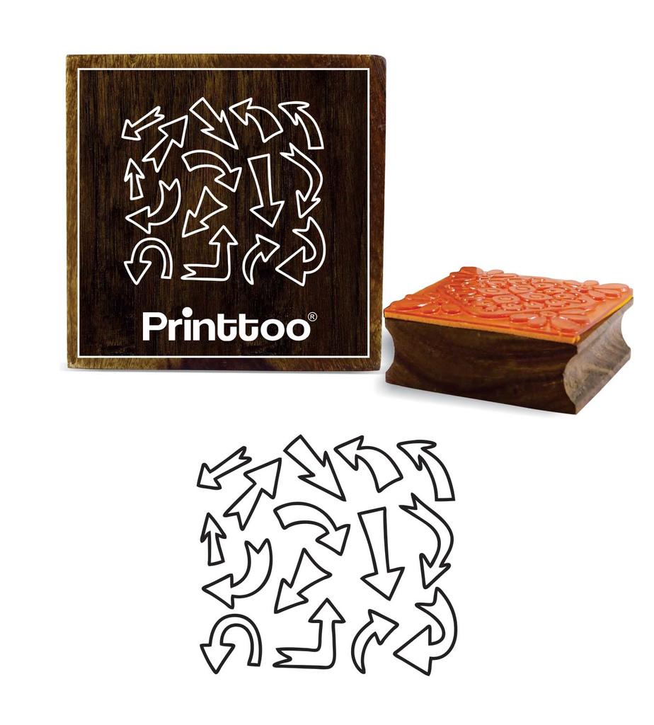 Printtoo Curved Arrows Pattern Wooden Rubber Stamp Square Crafted Scrap-Booking-2 X 2