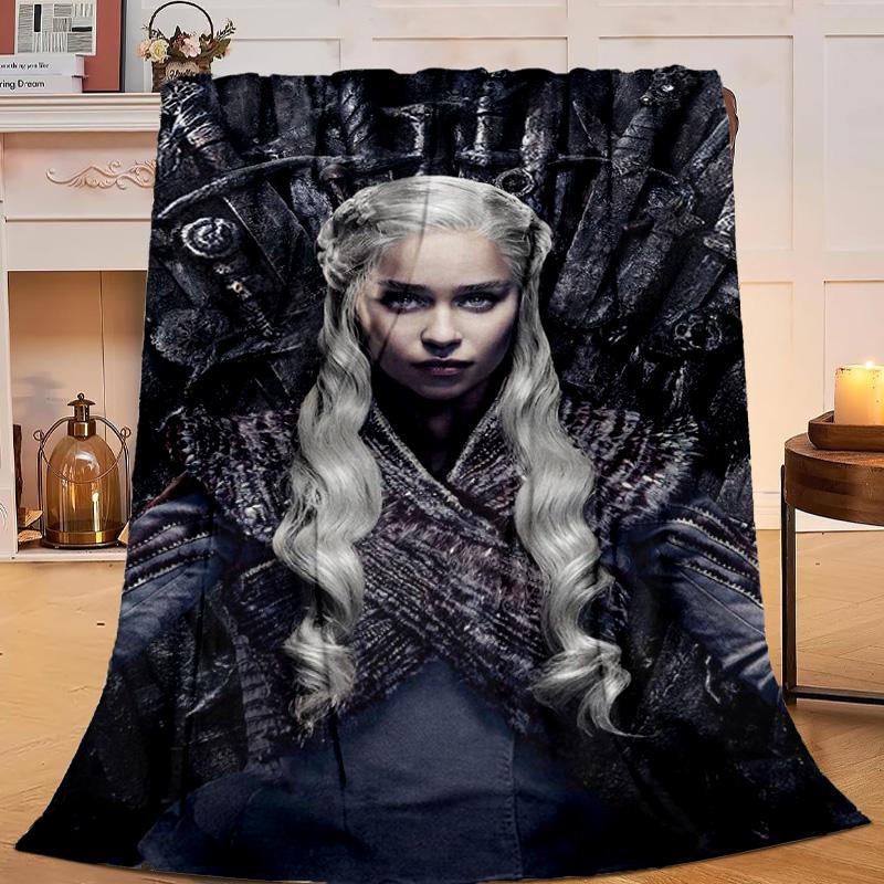 1PC Iron Throne Fire Flannel Blanket Gift, Suitable for Both Men And Women, Soft Ideal for Beds And Sofa, Birthday Or Christmas Gift
