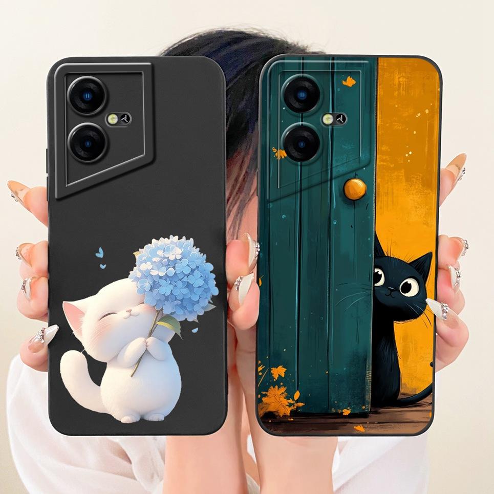 Чехол для телефона Tecno Pova Neo Neo3 LH6n LE6 Жидкий силикон Мультяшный дракон Забавная кошка Пейзаж с морским побережьем Задняя крышка