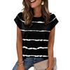 Women's Loose-Fit Fashionable Casual Vintage Print Cap-Sleeve T-Shirt Top