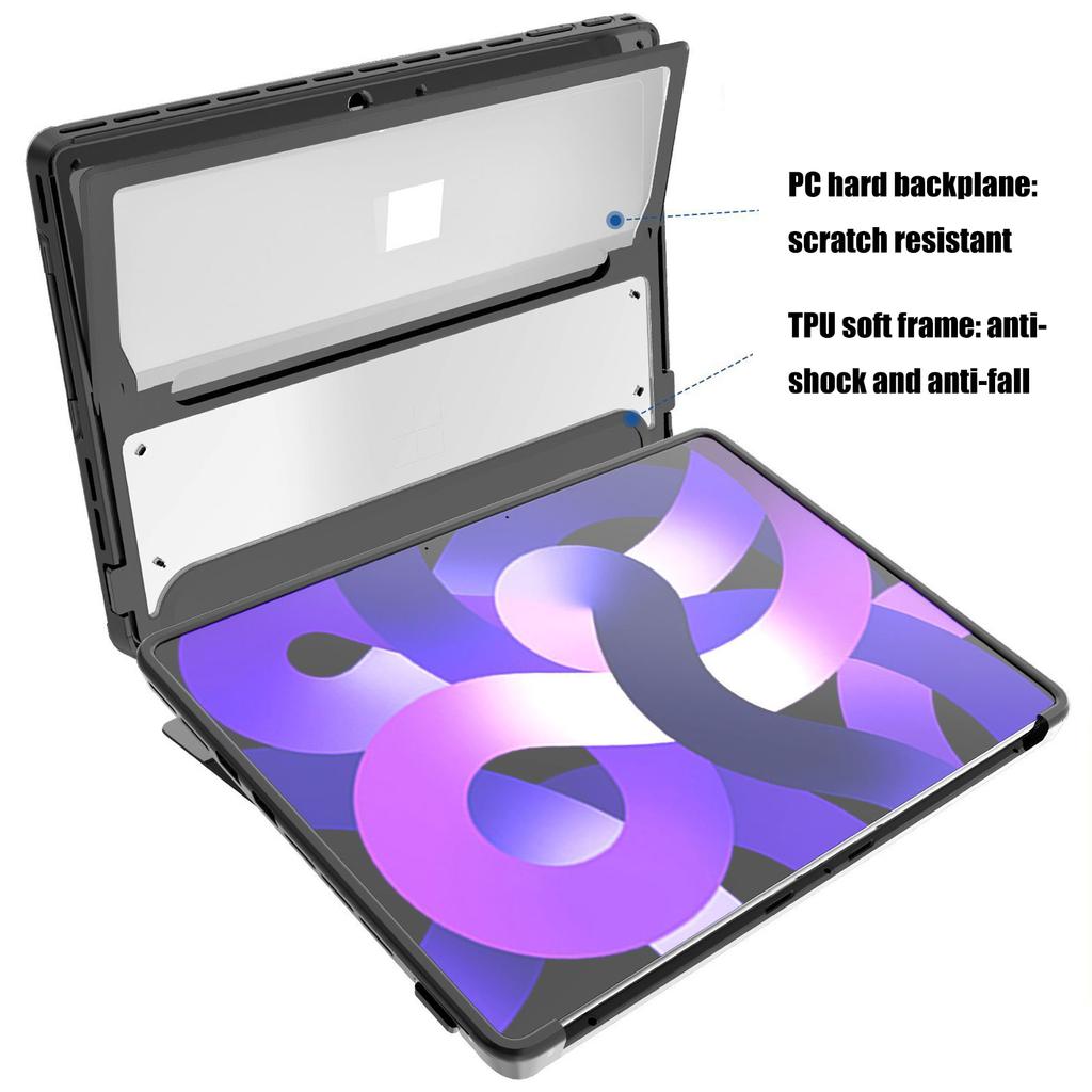 Многоугольный защитный чехол с подставкой, кристально чистая противоударная задняя крышка для клавиатуры и ручки Surface Pro9