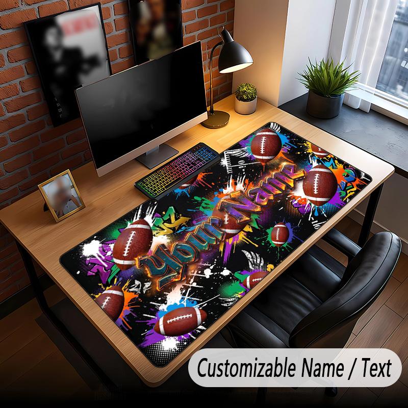American Football Theme Custom Mouse Pad Personalized With Name Text Customized Desk Mat For Office Home Decor