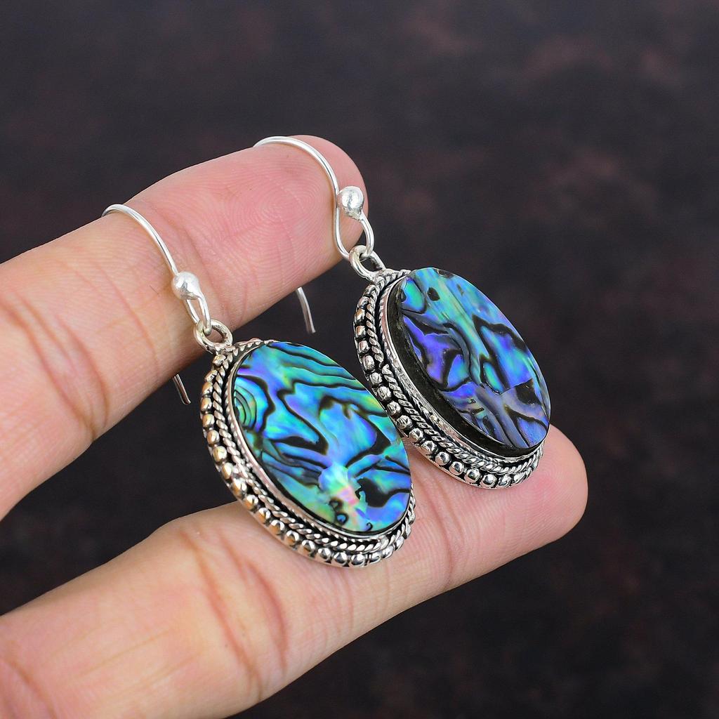 Серьги из ракушек Abalone Shell, винтажные серьги из стерлингового серебра 925 пробы, ювелирные изделия ручной работы, подарки для нее, дизайнерские серьги, антикварные ювелирные изделия