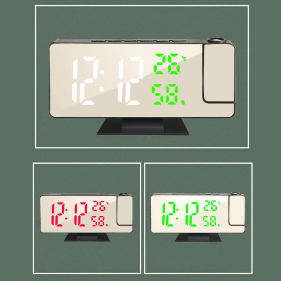 Светодиодный цифровой будильник с большим экраном, многоцелевой проектор в формате 12/24 часа, потолочные часы с дисплеем времени и температуры
