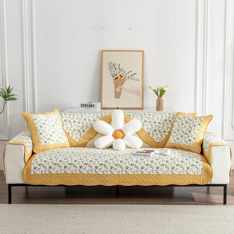 Четырехсезонная универсальная моющаяся саржевая хлопковая диванная подушка с принтом, нескользящая диванная подушка в стиле пэчворк, полотенце